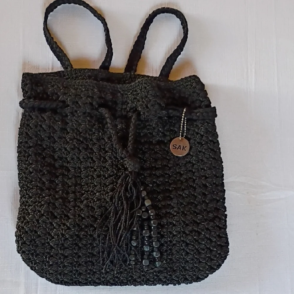 The Sak Black Crochet Backpack - Picture 1 of 10